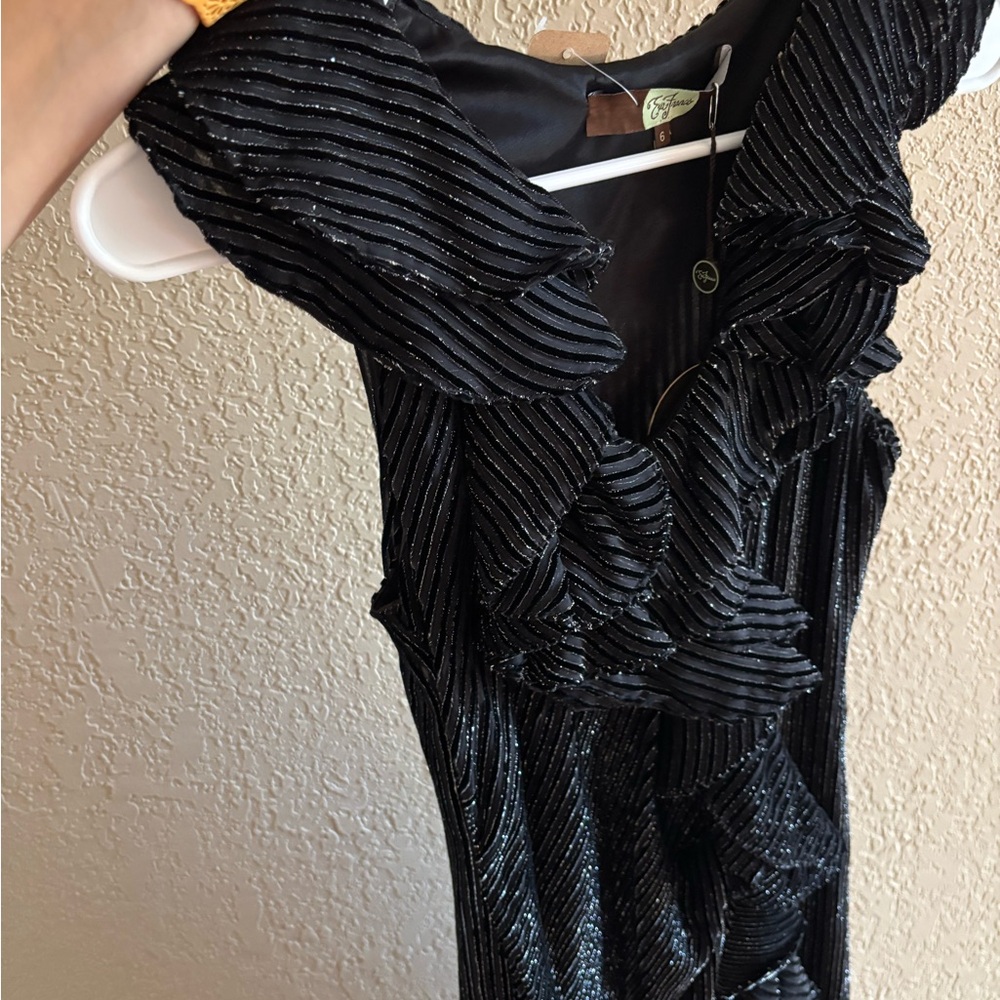 Velvet Ruffle Dress - Picture 3 of 7
